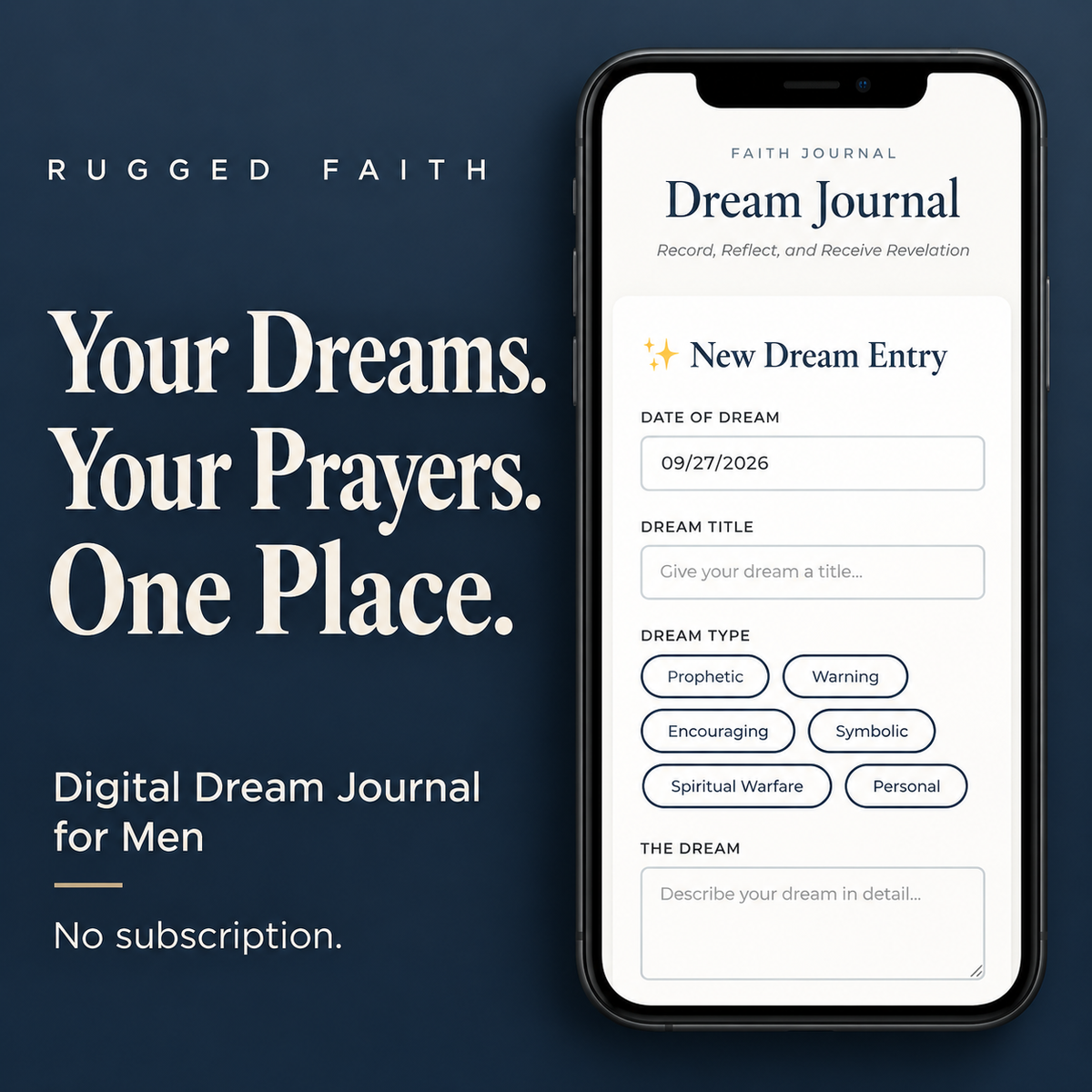 Rugged Faith Digital Dream Journal for Men