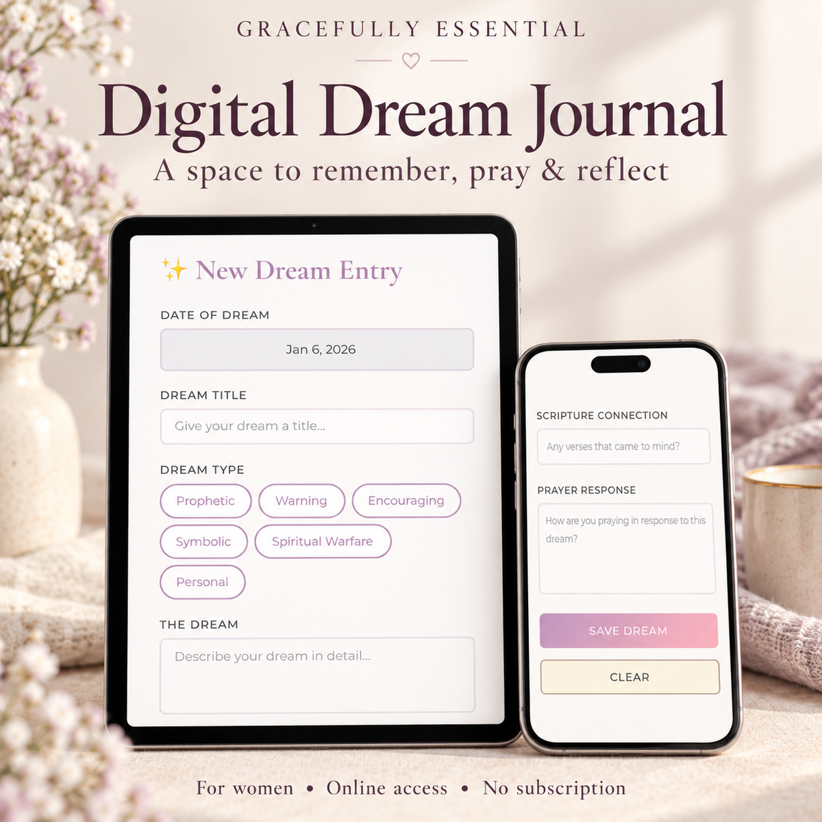 Gracefully Essential Digital Dream Journal for Women